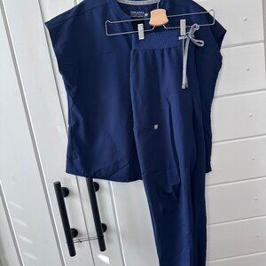 Fabletics Scrub Set – Evolve Top + On-Call Joggers | Navy | Women’s Medium